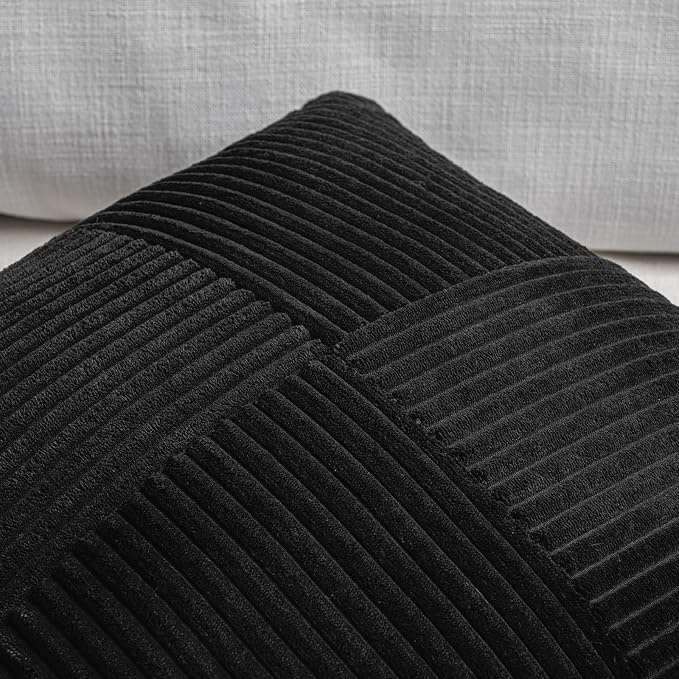 Fancy Homi 2 Packs Black Decorative Throw Pillow Covers 20x20 Inch - Image 3