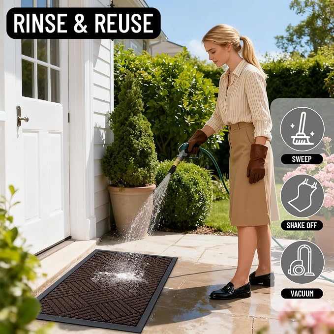 OLANLY Front Door Mat Outside Entrance 33x21, Heavy Duty Sturdy Natural Rubber - Image 7