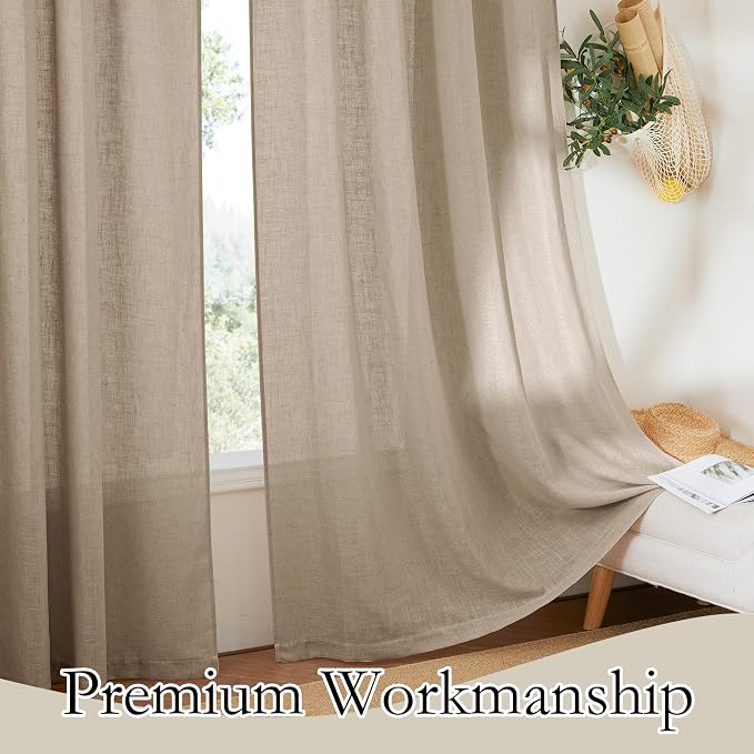RYB HOME Linen Curtains Over Sink 36 inches Length, 2 Panels Light Filtering - Image 7