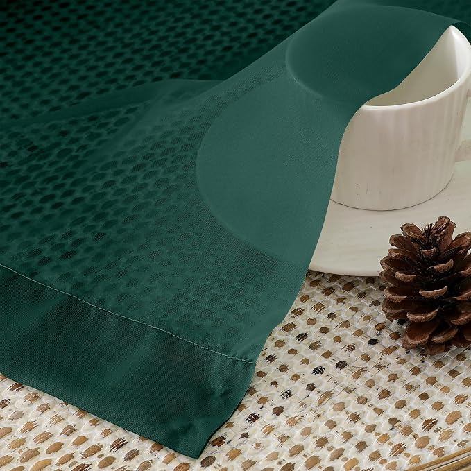 OVZME Hunter Green Sheer Curtains 63 Inches Long 2 Panels - Image 4