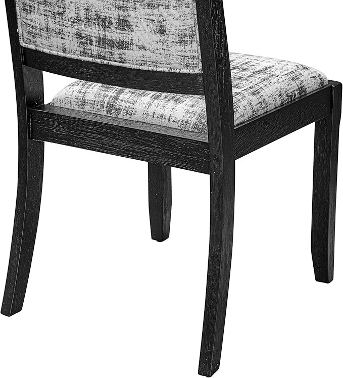 East West Furniture LGX27-BLK-30 -7 Piece Dining Set Includes a Rectangular Kitchen Table with Black Tabletop and 6 Stackable Polyester Fabric Chairs, Black