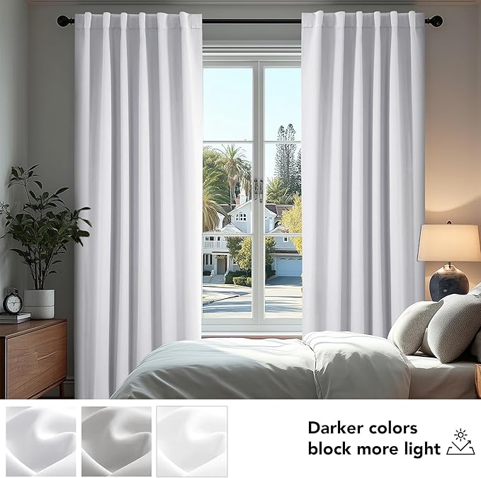 Deconovo Blackout Curtains, Thermal Insulated, W70 x L63 2 Panels, Back Tab - Image 4