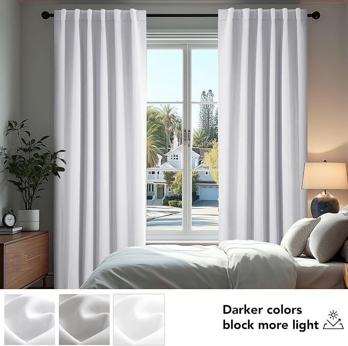 Deconovo Blackout Curtains, Thermal Insulated, W42 x L95 2 Panels, Back Tab - Image 4