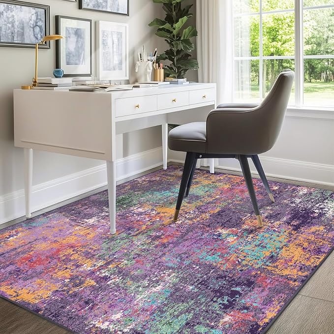 Washable Area Rugs 7'x9' Non-Slip Modern Abstract Soft - Image 8
