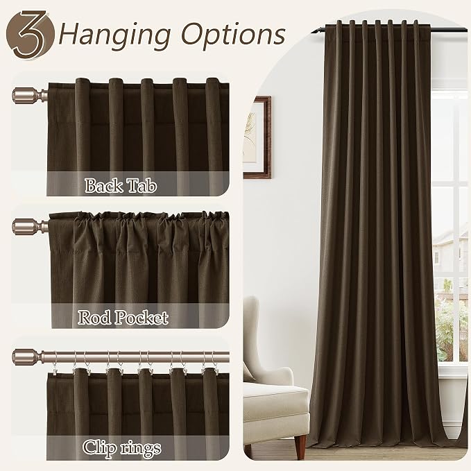 Guken 100% Blackout Curtains 108 Inch Length 2 Panels Set - Image 6