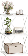 3-Tier End Table Small Side Table Tall Bedside Night Stand with Storage Sofa Side desks for Living Room Bedroom Office Bathroom Small Space White ET-03W