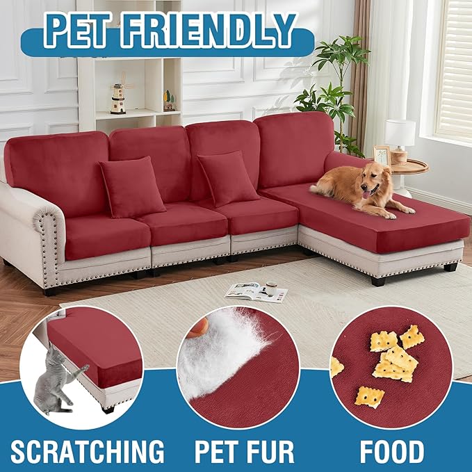 Couch Cover Stretch Velvet Sofa Cushion Cover 1-Piece - Image 4