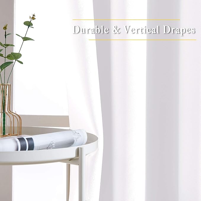 NICETOWN 50% Blackout White Curtain Set, Modern Design Solid Grommet - Image 5
