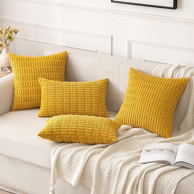 MIULEE Pack of 2 Corduroy Decorative Throw Pillow Covers 16x16 Inch Soft Boho - Image 4
