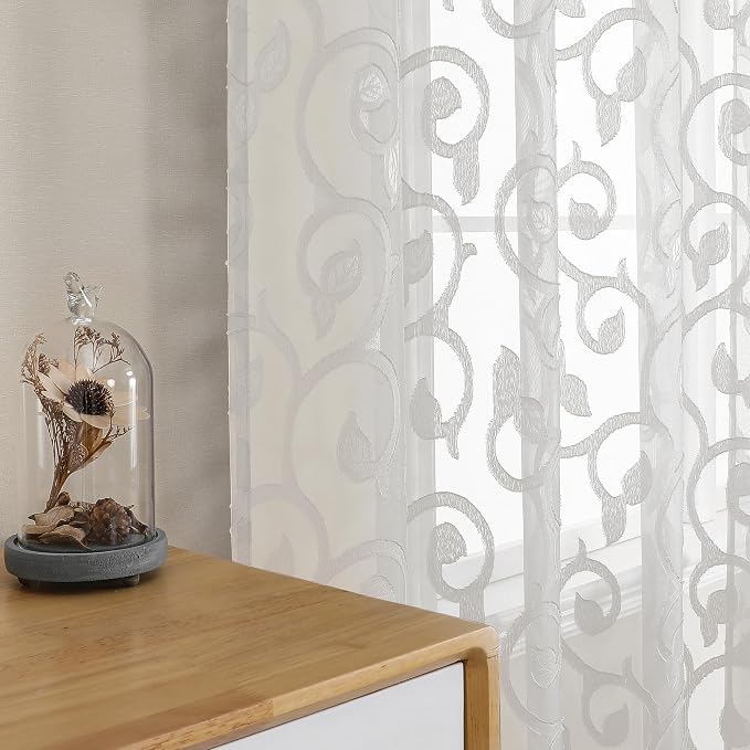 OWENIE Furman Sheer Curtains 72 inches Long 2 Panels Set, Light Filtering Top - Image 3