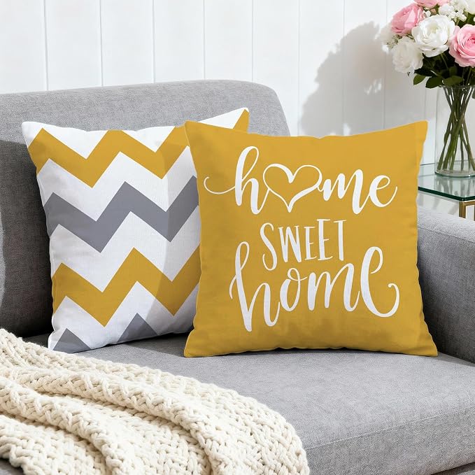 Hexagram Geometric Yellow Pillow Covers 18x18 Set of 4, Decorative Outdoor Boho - Image 2