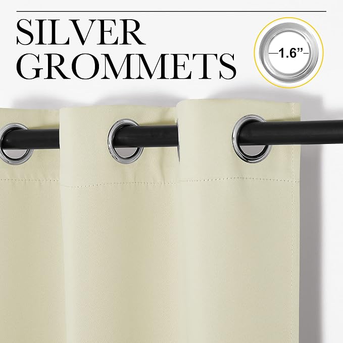 NICETOWN Beige Room Darkening Curtains 120" Long - Image 3