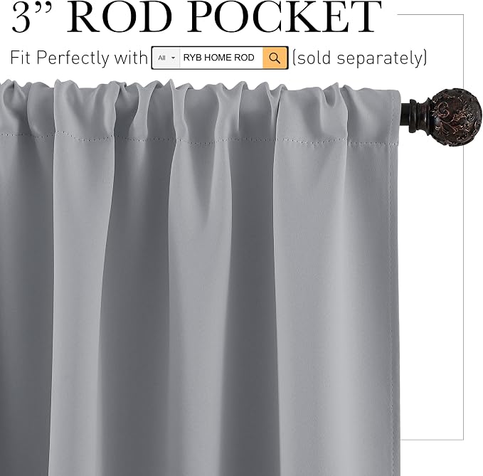 RYB HOME Short Blackout Curtains - Image 2