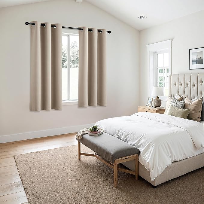 MIULEE Taupe Blackout Curtains for Bedroom Living Room 63 Inches Long 2 Panels - Image 6
