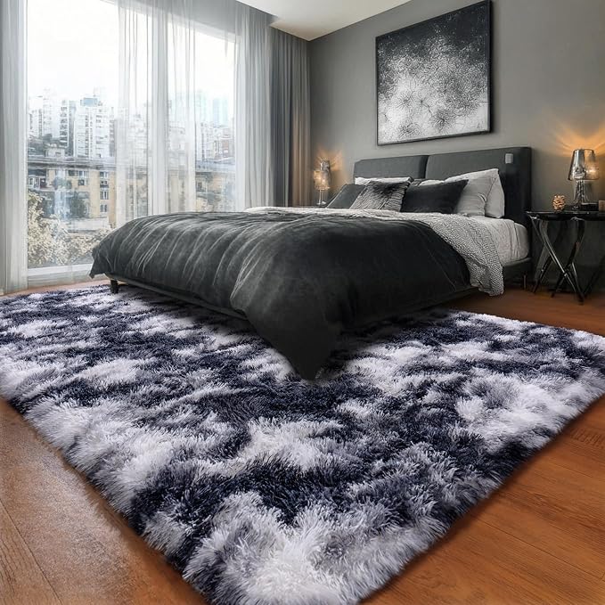 Black and White Rug for Living Room, 6x9 Area Rug for Bedroom, Bedside Indoor - Image 7