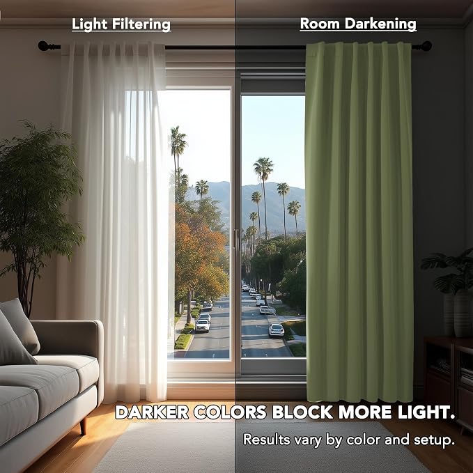 Deconovo Blackout Curtains, Thermal Insulated, W52 x L54 2 Panels, Back Tab - Image 3