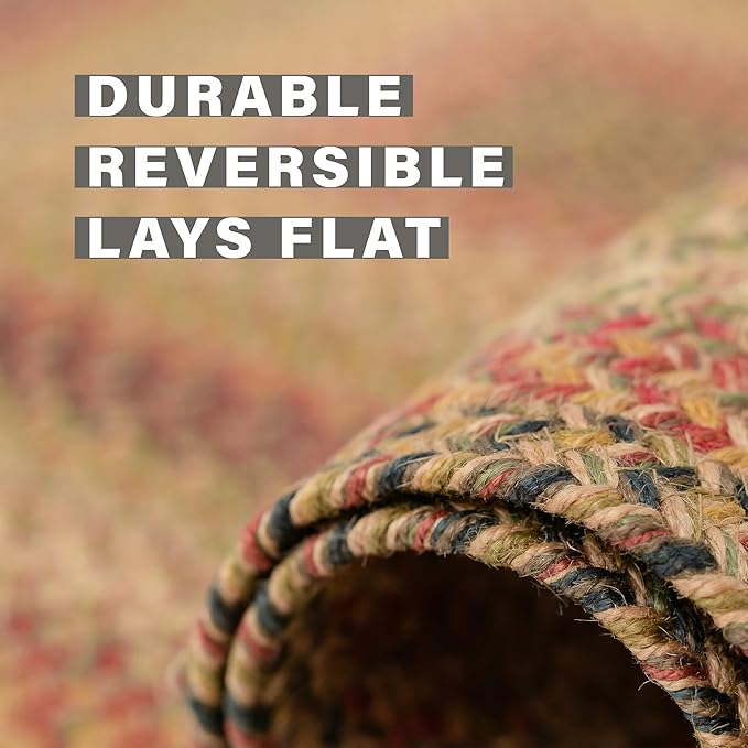 Homespice Kingston Braided Oval Area Rugs 4x6' – Jute Braided Multi Color Rugs for Living Room and Bedroom