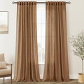 Brown Curtains for Living Room Back Tab Modern Farmhouse Semi Sheer Curtains 96 by Jolilight