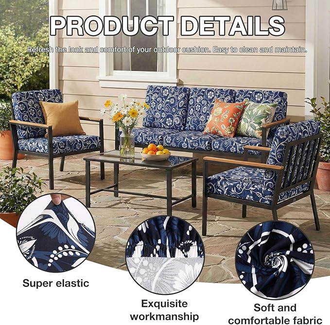 hyha 8Pcs Patio Cushion Covers, Stretch Outdoor Couch Cushion Covers Replacement - Image 3