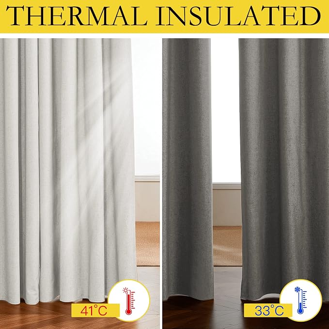NICETOWN 100% Absolutely Blackout Linen Curtains - Image 3