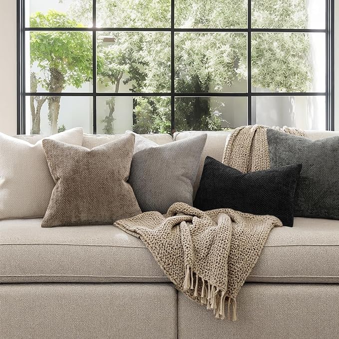 MIULEE Pack of 2 Couch Throw Pillow Covers 20x20 Inch Neutral Khaki Modern Boho - Image 3