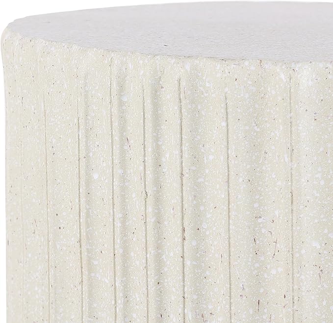 JONATHAN Y TBL1102B Louisa 19" Modern Art Deco Tambour Indoor/Outdoor Accent Table Art Deco, Minimalist, Contemporary, Bohemian, Mid-Century, Patio, Garden, Bathroom,Living Room, Cream Terrazzo Finish
