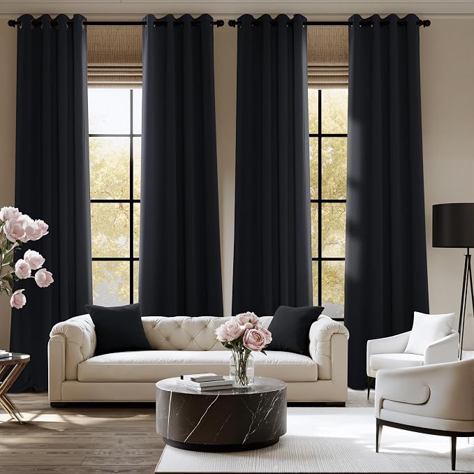 NICETOWN Black Out Curtains for Bedroom Living Room 80 Inches Long, 2 Panels - Image 2