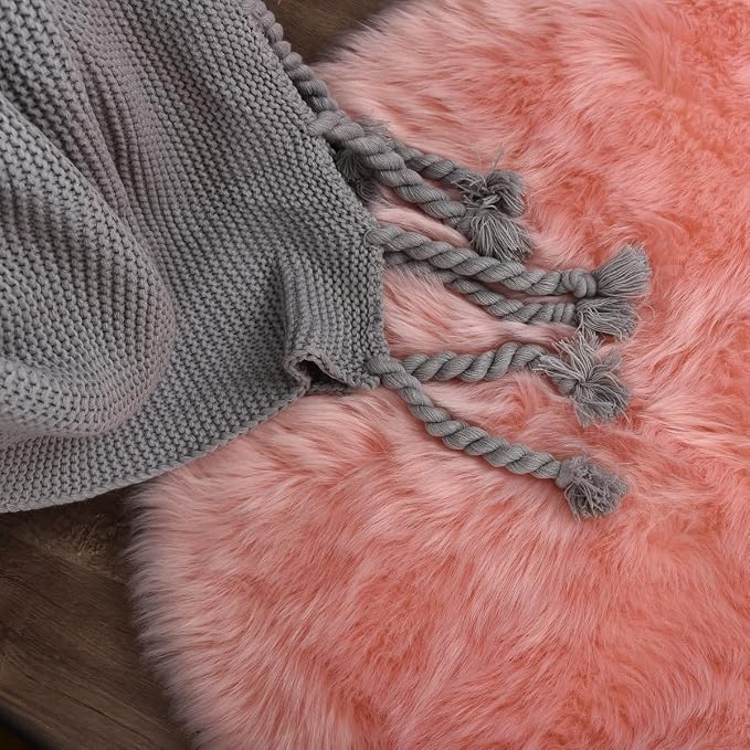 ORINOVA Pink Faux Sheepskin Fluffy Fur Rugs - Image 8