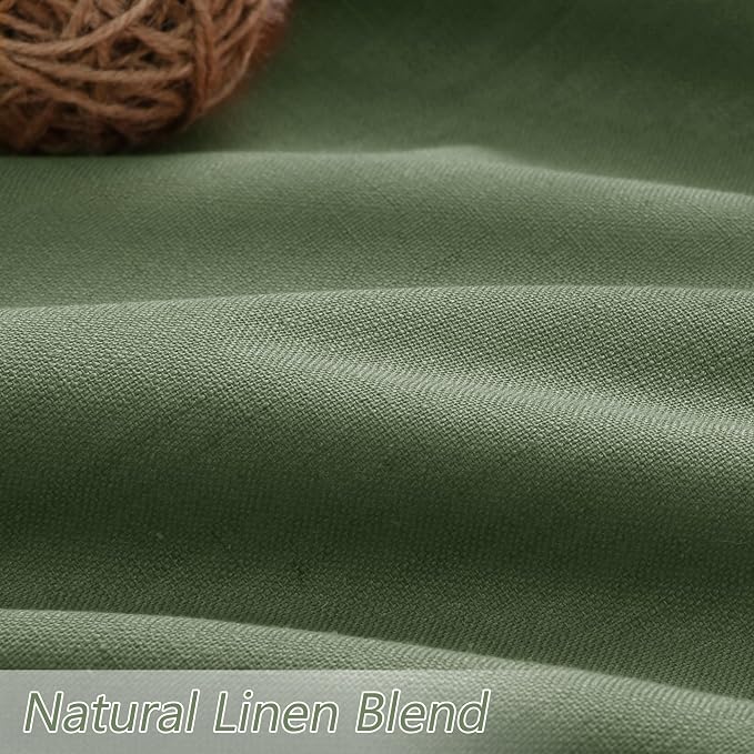 Guken Olive Green 100% Blackout Curtains 63 Inch Length 2 Panels Set - Image 3