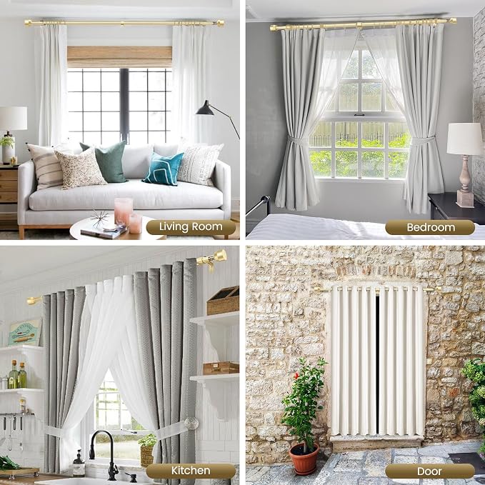 Gold Curtain Rod Itself is 30-144 inch 2 Pack, Fit 30 to 142, 66 to 120 inch - Image 7