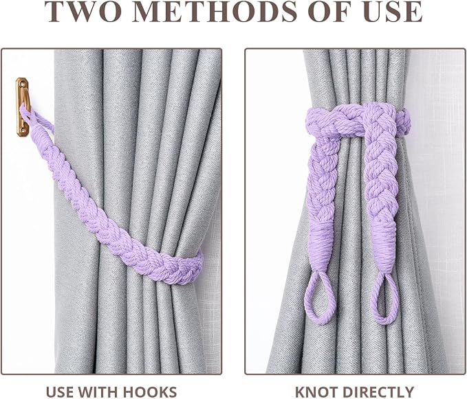 NICEEC 4 Pack Natural Cotton Rope Curtain Tiebacks Elegant Boho Style - Image 5