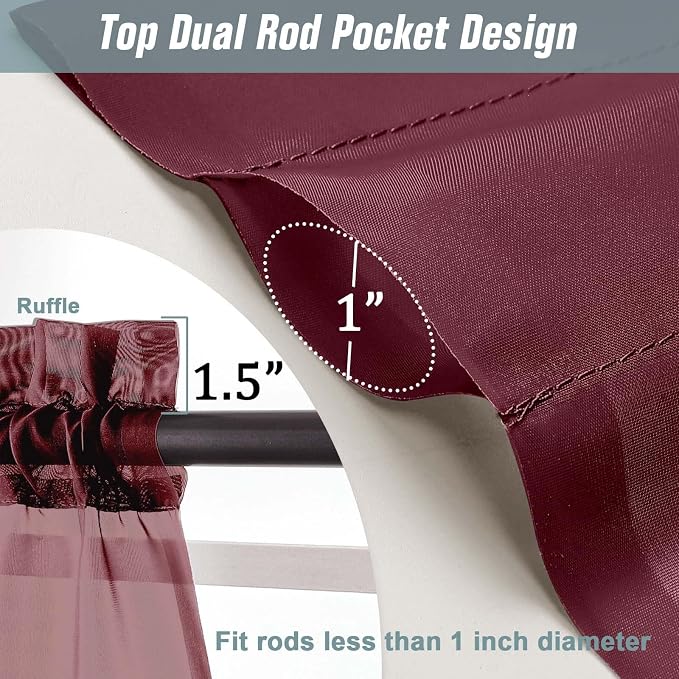 Sheer Curtains for Window 96 Inches Long 2 Panels Set, Soft Airy Light - Image 3