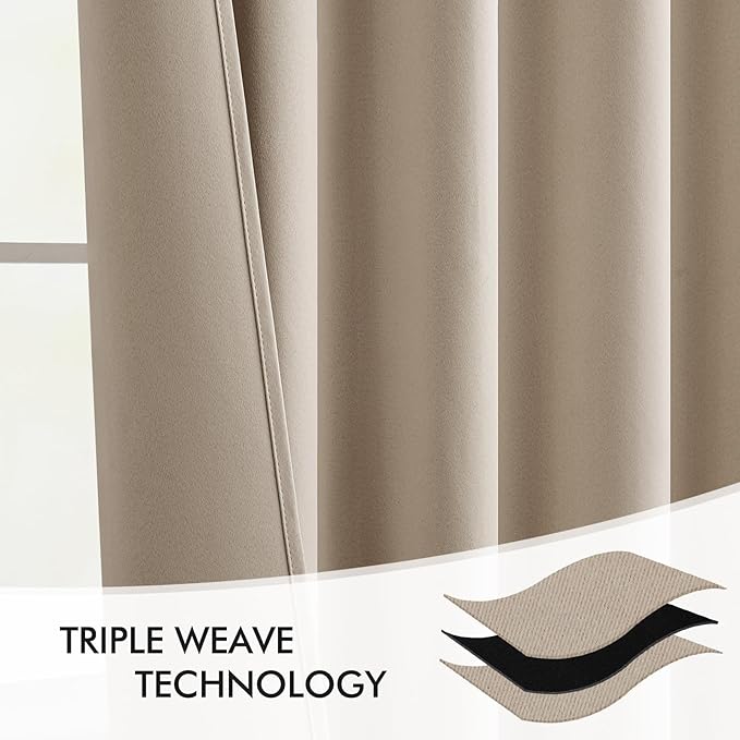 MIULEE Taupe Back Tab Blackout Curtains 63 Inch Length 2 Panels Set - Image 7