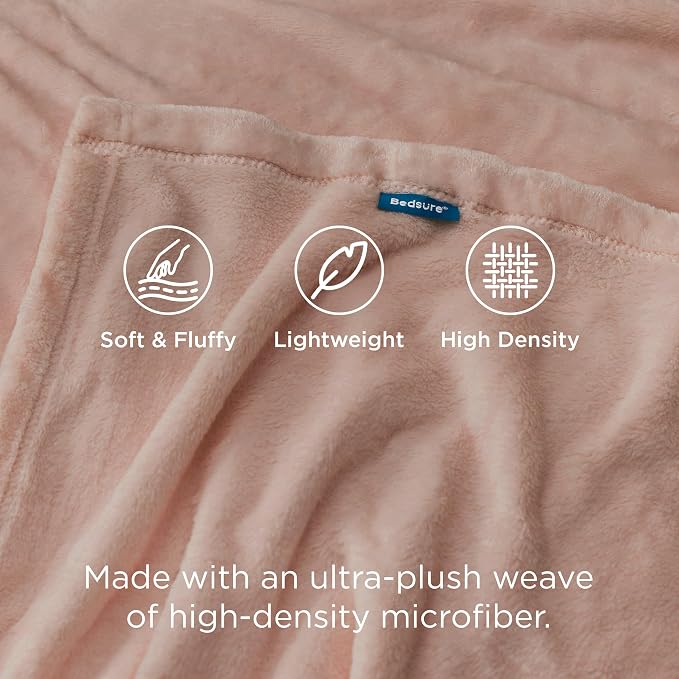 Bedsure GentleSoft Fleece Throw XL Blanket Dusty Pink - Image 3