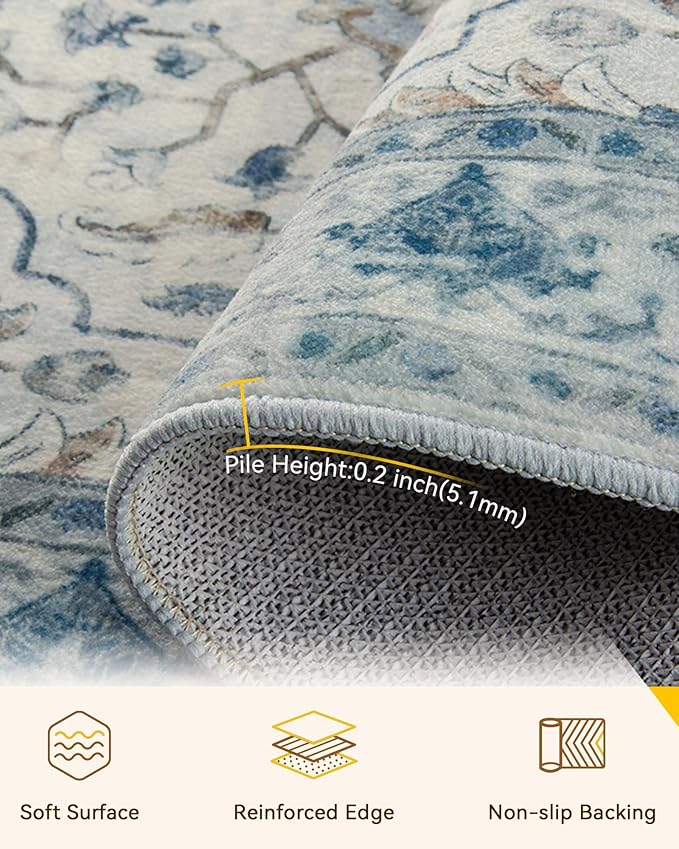 RELEANY Area Rugs 2'x7' Runner Rug Non Slip Washable - Image 2