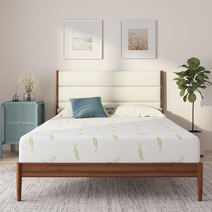 NapQueen Queen Size, 10 Inch Anula Green Tea Infused Memory Foam Mattress, Bed in a Box, CertiPUR-US Certified Mattress
