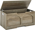 Storage Chest Bench, 31.5" Retro Storage Trunk Chest, Entryway Bench Supports 330 lb, Upgraded Safety Lift Support Hinge, Entryway Bench, U-Shaped Opening for Entryway Living Room, Greige