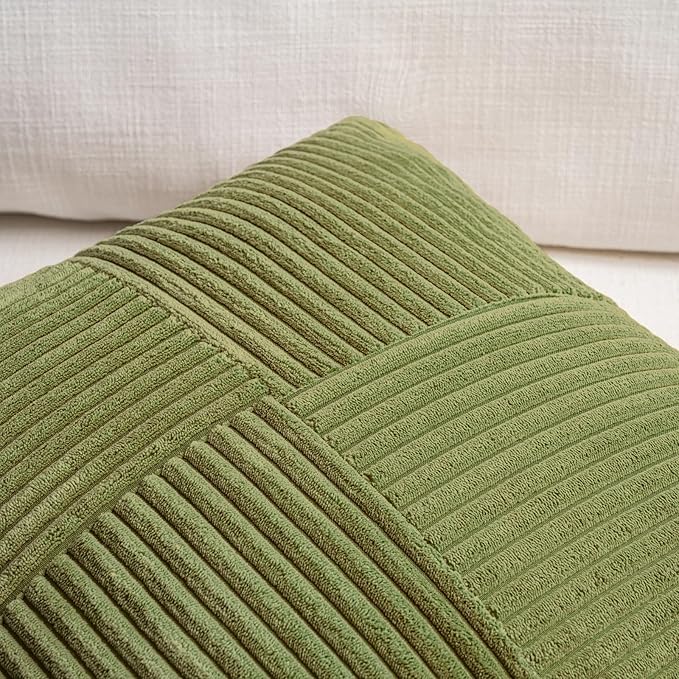 Fancy Homi 2 Packs Moss Green Decorative Throw Pillow Covers 20x20 Inch - Image 4