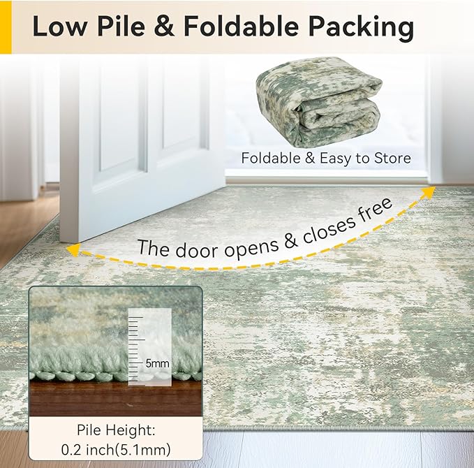 Washable Area Rugs 3'x5' Non-Slip Modern Abstract Soft - Image 6