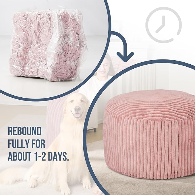 3ft Bean Bag Chairs for Adults Large Beanbag Chair with Stripe Plush Cover Big Bean Bag Chair for Living Room Bedroom Dorm Office