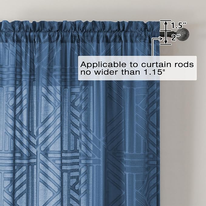 Simplebrand Semi Sheer Dusty Blue Curtains 90 Inches Long 2 Panels, Light - Image 5