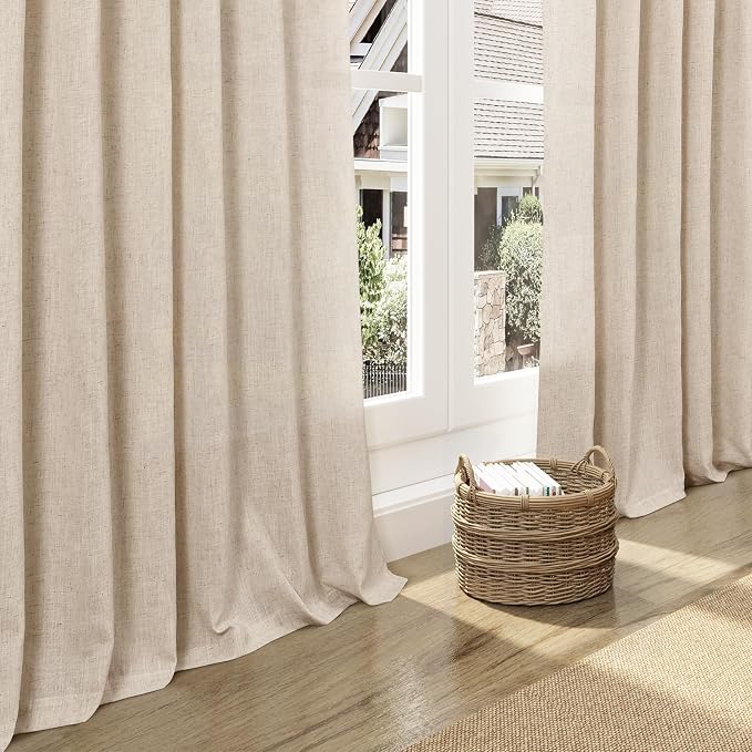 Nanspring Grey Flax Linen Curtains 84 Inch Length 2 Panels Set - Image 5