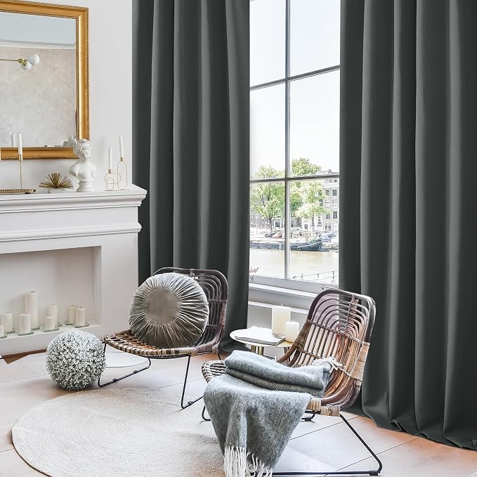 Deconovo Blackout Curtains, Thermal Insulated, W42 x L72 2 Panels, Back Tab - Image 4