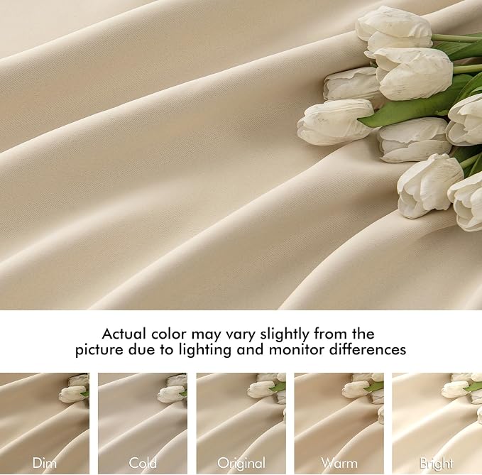MIULEE Back Tab Cream Beige Curtains 102 Inch Long 2 Panels Set - Image 8