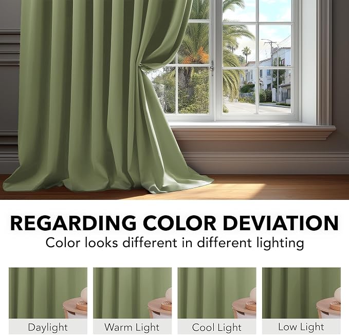 Deconovo Blackout Curtains, Thermal Insulated, W70 x L95 2 Panels, Back Tab - Image 6