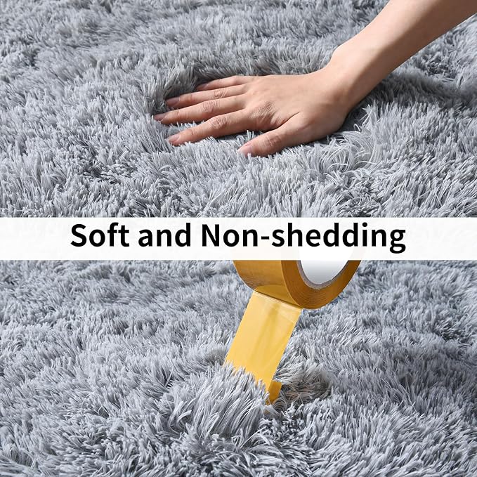 Soft Runner Rugs for Bedroom Hallways, 2 Packs 2x3 Grey Fluffy Shag Throw Area - Image 4