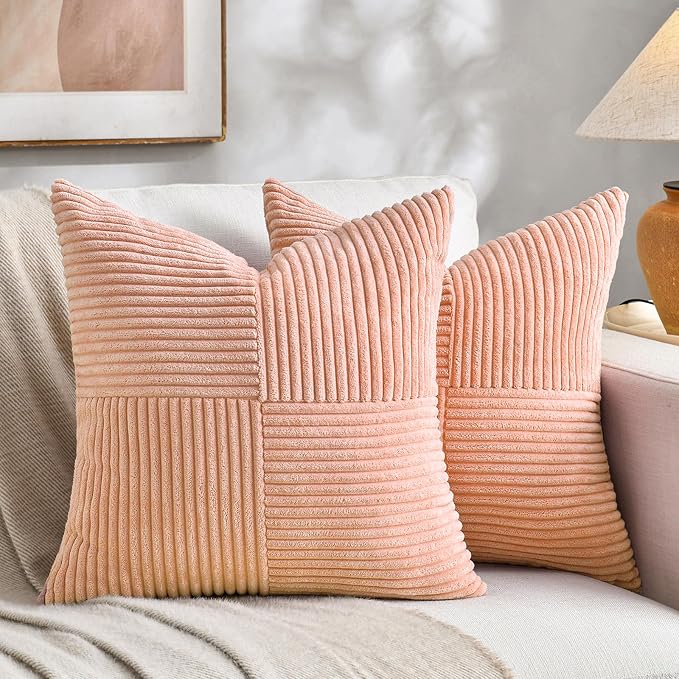 Fancy Homi 2 Packs Peach Samll Decorative Throw Pillow Covers 14x14 Inch by Fancy+Homi