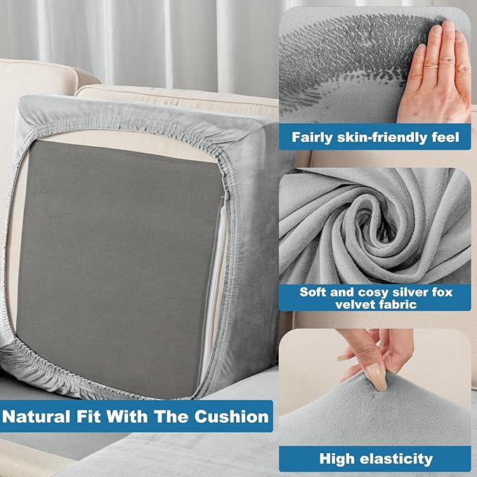 Couch Cover Stretch Velvet Sofa Cushion Cover 2-Piece - Image 6