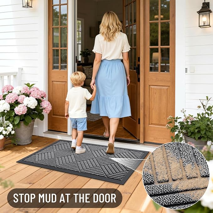 OLANLY Front Door Mat Outside Entrance 35x23, Heavy Duty Sturdy Natural Rubber - Image 5
