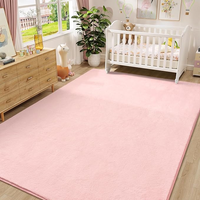 Amearea Modern Area Rugs for Bedroom Living Room, 4x6 Feet Pink Thickened - Image 8